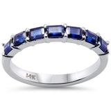 1.22ct G SI 14K White Gold Blue Sapphire Gemstone Band Ring Size 6.5