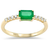 .65ct G SI 14K Yellow Gold Diamond & Emerald Gemstone Ring Size 6.5