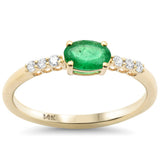 <span style="color:purple">SPECIAL!</span> .49ct G SI 14K Yellow Gold Diamond & Oval Emerald Gemstone Ring Size 6.5