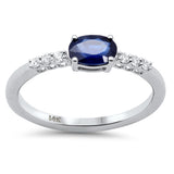 <span style="color:purple">SPECIAL!</span> .73ct G SI 14K White Gold Diamond & Oval Blue Sapphire Gemstone Ring Size 6.5