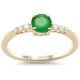 .59ct G SI 14K Yellow Gold Diamond & Emerald Gemstone Ring Size 6.5