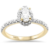 <span style="color:purple">SPECIAL!</span>1.23ct G SI 14K Yellow Gold Oval Diamond Halo Engagement Ring Size 6.5