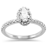 1.08ct G SI 14K White Gold Oval Diamond Halo Engagement Ring Size 6.5