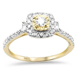 .46ct G SI 14K Yellow Gold Round & Baguette Diamond Engagement Ring Size 6.5