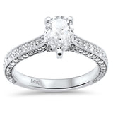 1.81ct G SI 14K White Gold Pear Shape Diamond Engagement Ring Size 6.5