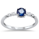 .56ct G SI 14K White Gold Diamond & Blue Sapphire Gemstone Ring Size 6.5