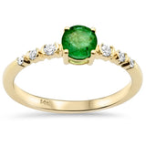 .60ct G SI 14K Yellow Gold Diamond & Emerald Gemstone Ring Size 6.5