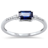 .78ct G SI 14K White Gold Diamond & Blue Sapphire Gemstone Ring Size 6.5
