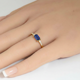 .65ct G SI 14K Yellow Gold Diamond & Blue Sapphire Gemstone Ring Size 6.5