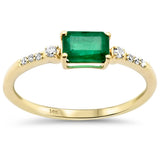 <span style="color:purple">SPECIAL!</span> .61ct G SI 14K Yellow Gold Diamond & Emerald Gemstone Ring Size 6.5