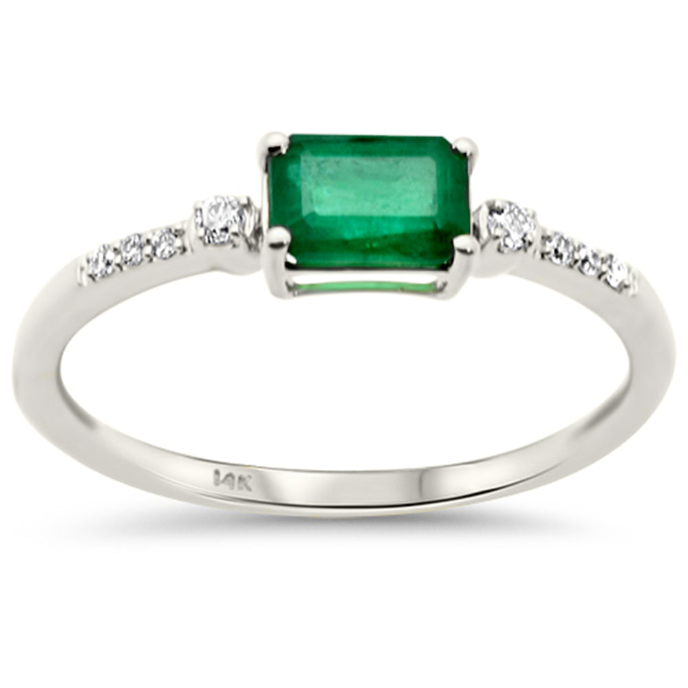 .60ct G SI 14K White Gold Diamond & Emerald Gemstone Ring Size 6.5