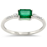 .60ct G SI 14K White Gold Diamond & Emerald Gemstone Ring Size 6.5