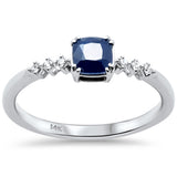.70ct G SI 14K White Gold Diamond & Blue Sapphire Gemstone Ring Size 6.5