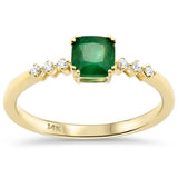 .50ct G SI 14K Yellow Gold Diamond & Emerald Gemstone Ring Size 6.5