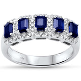 1.51ct G SI 14K White Gold Diamond & Blue Sapphire Gemstone Band Ring Size 6.5