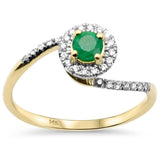 .38ct G SI 14K Yellow Gold Diamond & Emerald Gemstone Twisted Ring Size 6.5