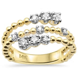 <span style="color:purple">SPECIAL!</span>.27ct G SI 14K Yellow Gold Diamond Beaded Wrap Around Ring Size 6.5