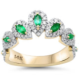 .82ct G SI 14K Yellow Gold Diamond & Emerald Gemstone Pear Shape Ring Size 6.5