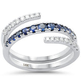 .69ct G SI 14K White Gold Diamond & Blue Sapphire Gemstone Wrap Around Size 6.5