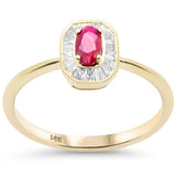 .38ct G SI 14K Yellow Gold Baguette Diamond & Ruby Gemstone Ring Size 6.5