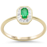 .45ct G SI 14K Yellow Gold Baguette Diamond & Emerald Gemstone Ring Size 6.5