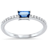 .39ct G SI 14K White Gold Diamond & Blue Sapphire Gemstone Ring Size 6.5