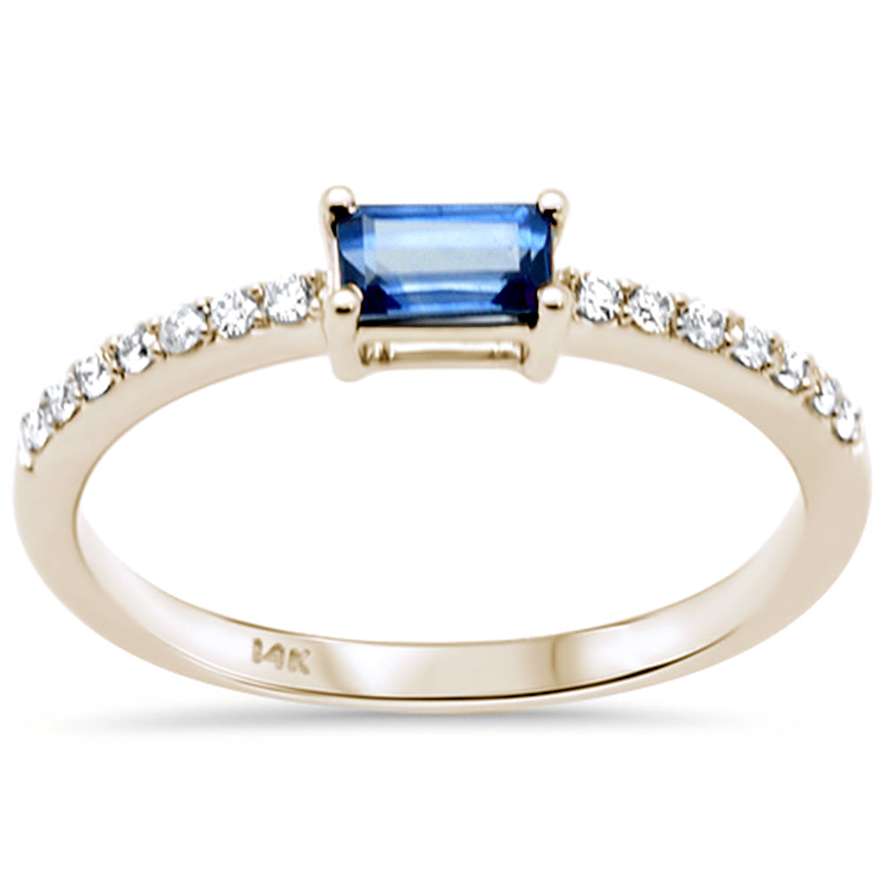 .40ct G SI 14K Yellow Gold Diamond & Blue Sapphire Gemstone Ring Size 6.5