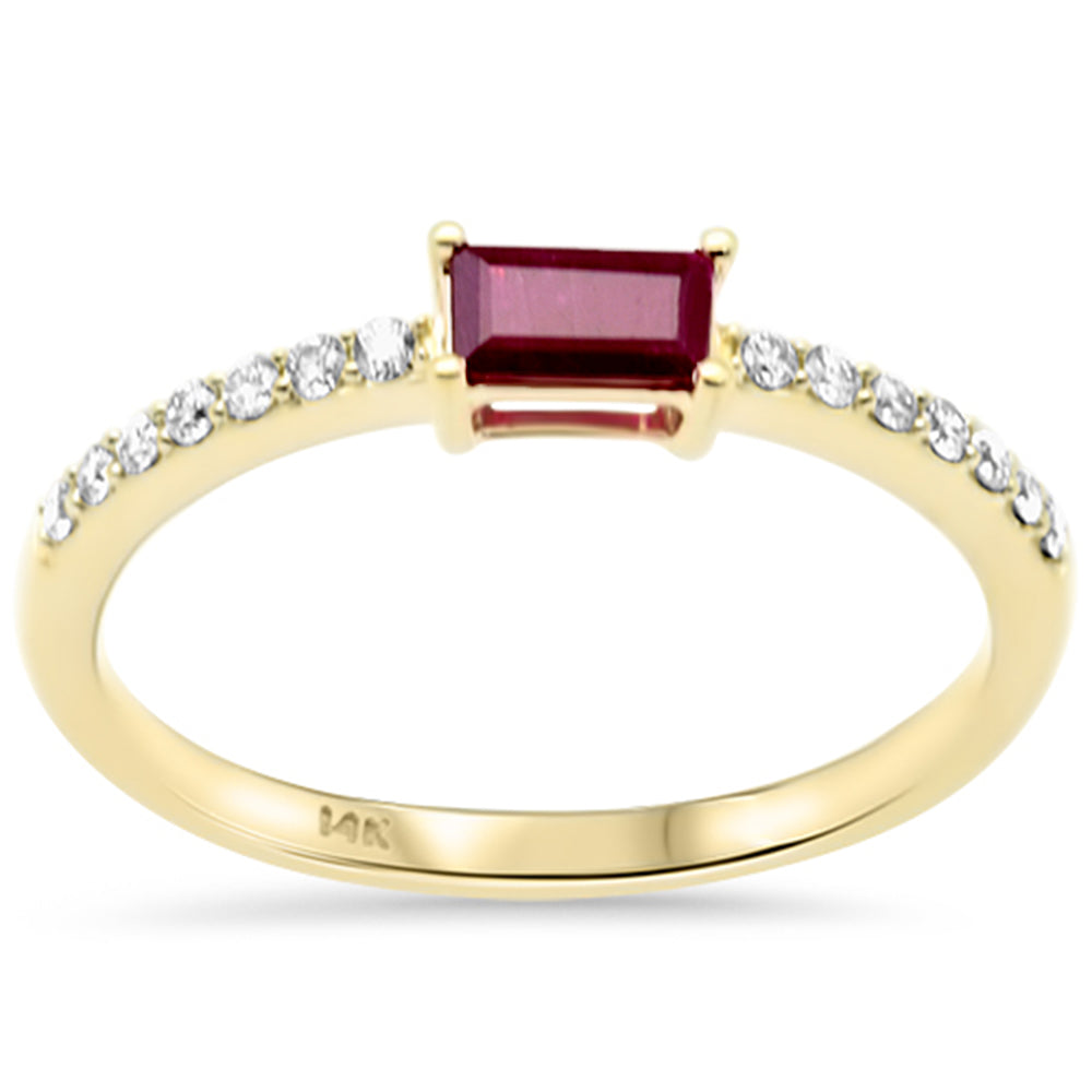 .45ct G SI 14K Yellow Gold Diamond & Ruby Gemstone Ring Size 6.5