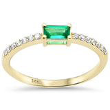 <span style="color:purple">SPECIAL!</span>.40ct G SI 14K Yellow Gold Diamond & Emerald Gemstone Ring Size 6.5