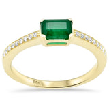 .83ct G SI 14K Yellow Gold Diamond & Emerald Gemstone Ring Size 6.5