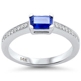 .67ct G SI 14K White Gold Diamond & Blue Sapphire Gemstone Ring Size 6.5