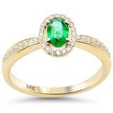 <span style="color:purple">SPECIAL!</span>.65ct G SI 14K Yellow Gold Diamond & Emerald Gemstone Oval Shape Ring Size 6.5