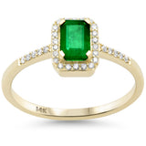 .72ct G SI 14K Yellow Gold Diamond & Emerald Gemstone Ring Size 6.5