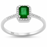 .64ct G SI 14K White Gold Diamond & Emerald Gemstone Ring Size 6.5