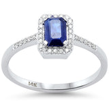 <span style="color:purple">SPECIAL!</span>.73ct G SI 14K White Gold Diamond & Blue Sapphire Gemstone Ring Size 6.5