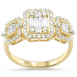 .66ct G SI 14K Yellow Gold Round & Baguette Diamond Engagement Ring Size 6.5