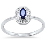 .49ct G SI 14K White Gold Baguette Diamond & Blue Sapphire Gemstone Ring Size 6.5