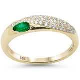 .53ct G SI 14K Yellow Gold Diamond & Emerald Gemstone Pave Set Ring Band Size 6.5