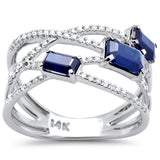 1.69ct G SI 14K White Gold Diamond & Blue Sapphire Gemstone Ring Size 6.5