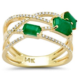 1.53ct G SI 14K Yellow Gold Diamond & Emerald Gemstone Ring Size 6.5