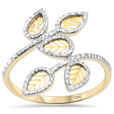 <span style="color:purple">¡ESPECIAL!</span>.16ct G SI Anillo estilo hoja de diamante en oro amarillo de 14K Talla 6.5