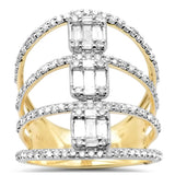 .94ct G SI 14K Yellow Gold Round and Baguette Diamond Ring Size 6.5