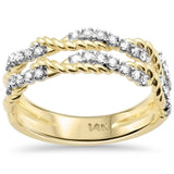 .25ct G SI 14K Yellow Gold Round Diamond Twisted Band Ring Size 6.5
