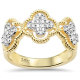 .25ct G SI 14K Yellow Gold Diamond Clover Ring Size 6.5