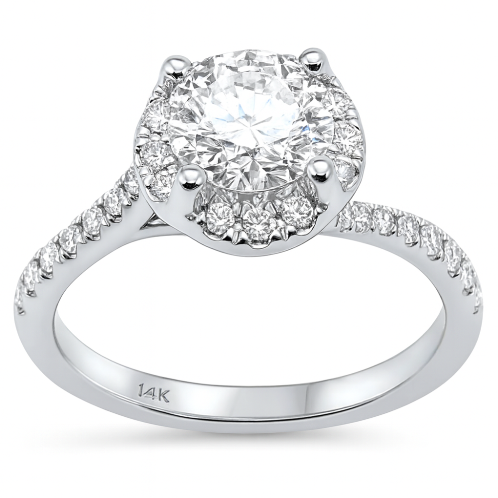 1.61ct G SI 14K White Gold Diamond Round Shape Engagement Ring Size 6.5