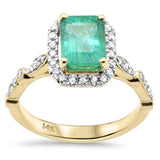 2.09ct G SI 14K Yellow Gold Diamond & Emerald Gemstone Engagement Ring Size 6.5