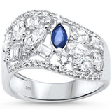 1.93ct G SI 14K White Gold Multi Shape Diamond & Blue Sapphire Gemstone Ring Band Size 6.5
