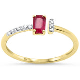 .42ct G SI 14K Yellow Gold Diamond & Ruby Gemstone Open Ring Size 6.5