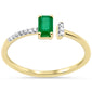 .40ct G SI 14K Yellow Gold Diamond & Emerald Gemstone Open Ring Size 6.5