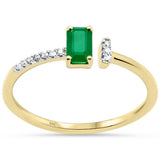 <span style="color:purple">SPECIAL!</span> .39ct G SI 14K Yellow Gold Diamond & Emerald Gemstone Open Ring Size 6.5
